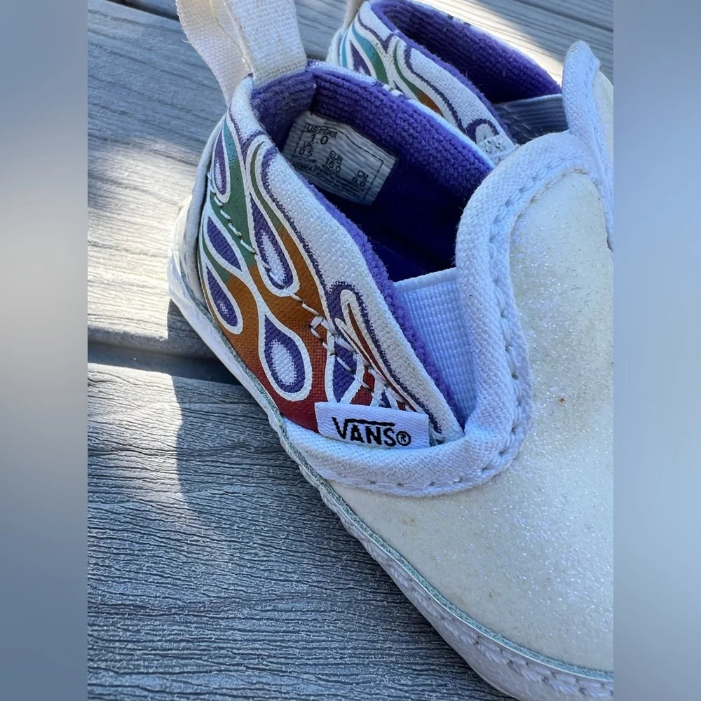 Baby VANS Slip-On V Crib Sparkle Flame Shoes